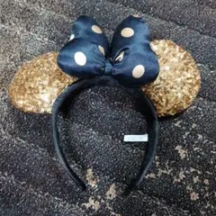 ミッキー耳カチューシャ ゴールド ネイビー
