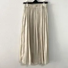 ユニクロ　アイボリー　 ギャザーフレアロングスカートM