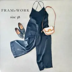 FRAMeWORK オールインワン サロペット 黒 日本製 38 M相当 ワイド