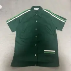 70s ヴィンテージ ライン入り 半袖シャツ グリーン 美品 ボックスシルエット