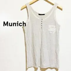 MuNich　ミューニック タンクトップ　リネン　ベージュ　へンリーネックのサムネイル