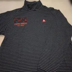 ルコックブランドFRA タートルネックシャツ ネイビー ストライプ