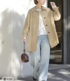 【新品未使用】［26SS新作］コットンナイロンAラインステンコート　ベージュ