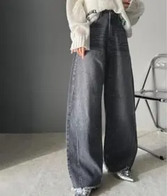 mily bilet ヴィンテージライクカーブデニムパンツ ブラック