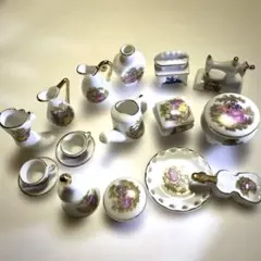 ミニチュア陶器セット 15点 花柄