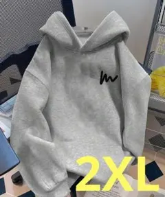 おすすめ✨W 男女兼用 パーカー フーディー 2XL グレー 大きめサイズ❤️
