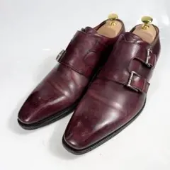 美品 Santoni ダブルモンクローファー UK8 バーガンディ - メルカリ