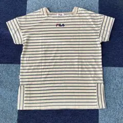 FILA ストライプ 半袖Tシャツ アイボリー/ネイビー