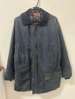 オイルドジャケット ネイビー チェック裏地 バブアー似