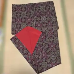 幾何学模様 赤と黒 小紋着物