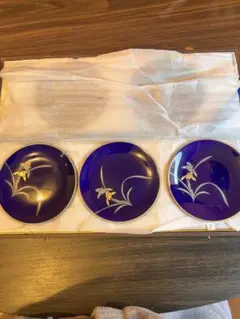 青い花柄陶器皿5枚セット