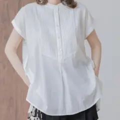 新品　サニーレーベル　コットンタックドレスシャツ　オフホワイト