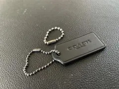 COACH ブラックレザータグ キーリング 予備ボールチェーン付き 未使用品