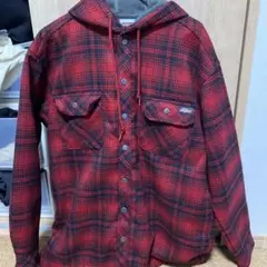 Dickies フード付きネルシャツ 赤L/G