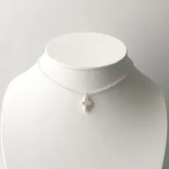 十字架クロス　淡水パール　ビーズネックレス　白　韓国ウィッシュコアガーリー