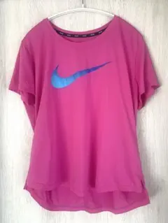 Nike Dri-FIT ピンク×ブルーグラデナイキサイン！ LサイズTシャツ