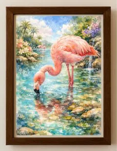 【水彩画アート】水面に息づく楽園 2L版写真用紙