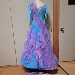 社交ダンス用ドレス 青紫 グラデーション