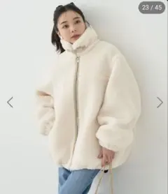 アイボリー フリースジャケット オーバーサイズ