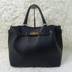 【美品】Milos ミロス 黒 レザートートバッグ ハンドバッグ ゴールド金具