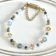 ブレスレット　天然石　パワーストーン　ハンドメイド(ブルートパーズ、シトリン)