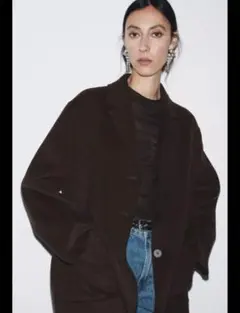 ZARA ウールコート　ダークブラウン