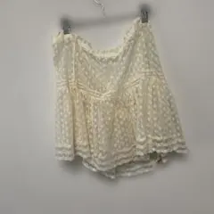 アイボリー レース フリル ミニスカート