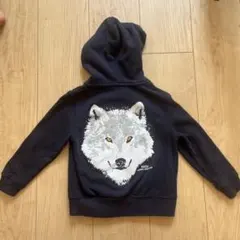 オオカミプリントパーカー サイズ100 Printstar