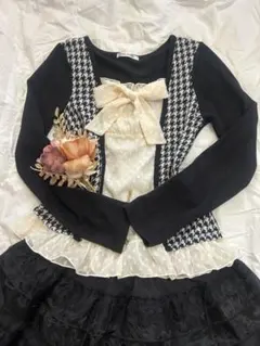 axes femme好きさんにも♡リボン付き千鳥プルオーバーy2kダークコア