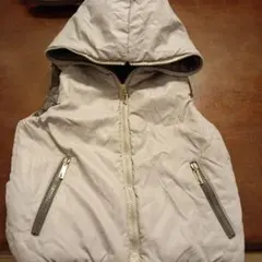 ダウンベスト 自転車プリント フード付き