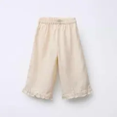 ZARA ベビー 新品 リネンフリルパンツ 98 エクリュのサムネイル