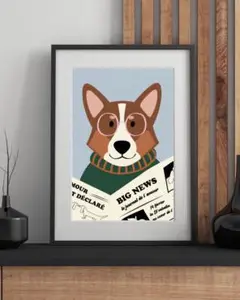 オリジナルイラスト ポスターA4 インテリア 北欧 犬 『Jack』