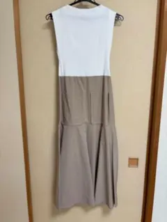 【ZARA】ノースリーブワンピース ホワイト×ベージュ