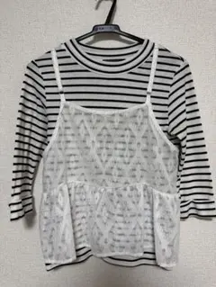 PAGEBOY レースキャミソールとのボーダー半袖アンサンブル　フリーサイズ