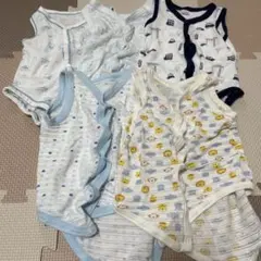 バースデイ　肌着前あきノースリーブロンパース 5点セット 男の子70cm