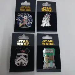 スター・ウォーズ キャラクターピンバッジ 4個セット　ディズニー