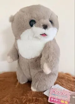 カワウソの赤ちゃん ハグハグコンパクトジャンボ ぬいぐるみ 色濃いめ 口開け
