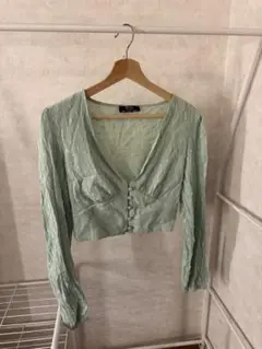 断捨離2週間限定販売❣️Bershka ミントグリーン ブラウス