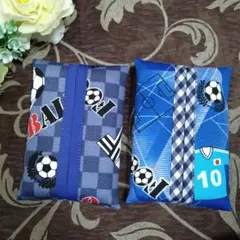 ミニティッシュケース　☆　サッカー柄　☆　2個セット