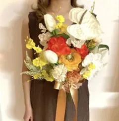 特別価格】コチョウランのウェディングブーケ＆ブートニア 結婚式 前