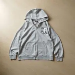 【希少レア】NFL ロゴ 総柄 プリント ジップ パーカー グレー