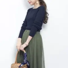 【未使用に近い】IENA イエナ SWAN ワイドネック プルオーバー ネイビー