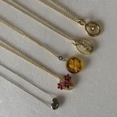 【ネックレスおまとめ 5点】ゴールド 花 ハート 女神 アクセサリー