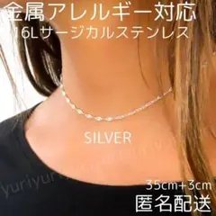 ペタルチェーン ネックレス ステンレス 316L シルバー 35cm レデB01