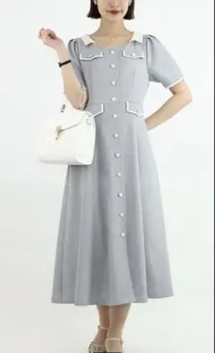 【美品】an another angelusバイカラーフラップポケットワンピースのサムネイル