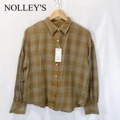 新品タグ付 NOLLEY'S ノーリーズ チェック柄 袖ボリュームシャツ Sのサムネイル
