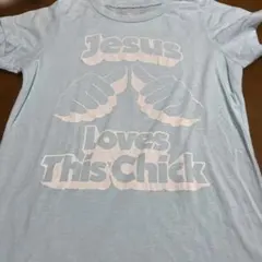 Jesus Loves 半袖Tシャツ ライトブルー　ポリスター