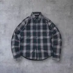 H*様 【US輸入】アメリカ古着y2kチェック柄長袖シャツMスカル2wayブラッ