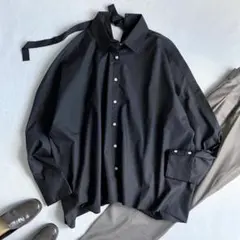 極美品 スピックアンドスパン シアーカシュクールシャツ 綿混 25SS