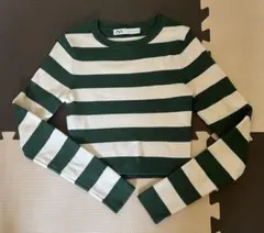 ZARA 緑と白のストライプニット